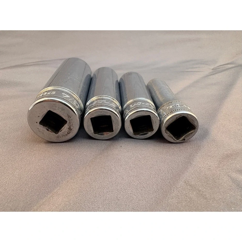 Snap-on 1/2 Drive Deep Socket Set 4pc 3/4 11/16 1/2 10mm 6-Point SFS24 SFSM10